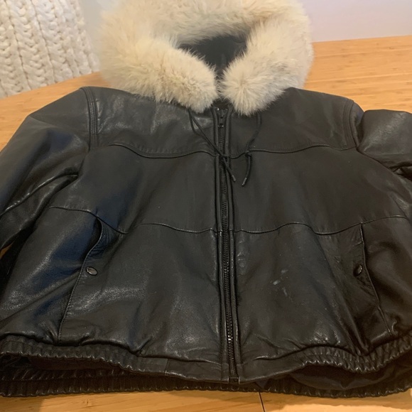 Berman’s Leather Bomber Jacket with Fur Collar